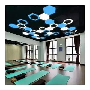 Moda forma hexagonal lustre levou favo de mel escritório Internet café ginásio industrial tipo teto pingente luz