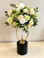 LUYI Vente en gros de décorations florales réalistes pour allée de mariage, bouquet de fleurs artificielles vertes et blanches de 40-50 cm