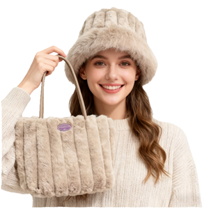 Bolso de Hombro de Piel Sintética de Lujo para Mujer, Bolso Cruzado de Felpa Suave con Correa Ajustable, Bolso de Mano Cálido y Acogedor para Invierno - Product Image 1