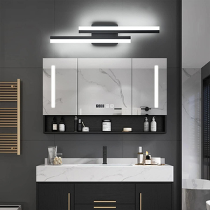 Lámpara de Espejo Moderna con Certificación ETL, Sin Pedido Mínimo, 24 y 32 Pulgadas, Iluminación LED para Baño, 3CCT, Regulable, Negra - Product Image 1