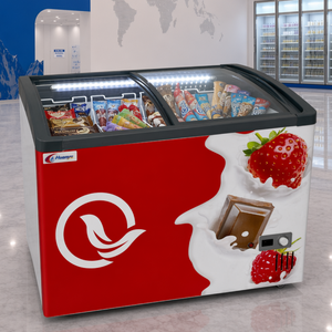 Vetrina Espositiva Commerciale per Gelato con Porta Scorrevole in Vetro e Telaio in Alluminio, con Luci LED e Funzione di Congelamento - Product Image 1