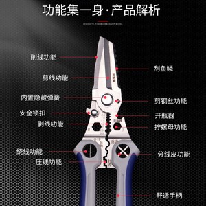 Industrial Grade Multi-Functional Stainless Steel Wire Stripper Electrical Special Wire Crimper <b>Thin</b> Copper Aluminum Strip <b>Sheet</b> - Product Image 2