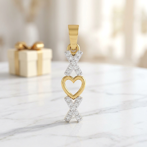 Colgante de Diamante con Motivo de Corazón, Diseño XOXO, Joyería Fina de Moissanita, Collar con Colgante de Corazón XOXO Abrazos y Besos, Piedras de Corte Redondo - Product Image 2
