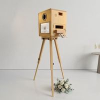 Coque de photomaton portable en bois avec écran tactile 15,6 pouces, compatible avec les appareils photo reflex numériques et les imprimantes à sublimation pour les mariages et les fêtes
