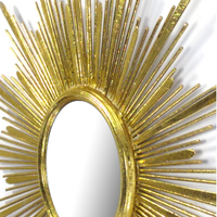 Meilleur vendeur Miroir mural décoratif en forme de soleil moderne avec cadre en métal doré pour salon