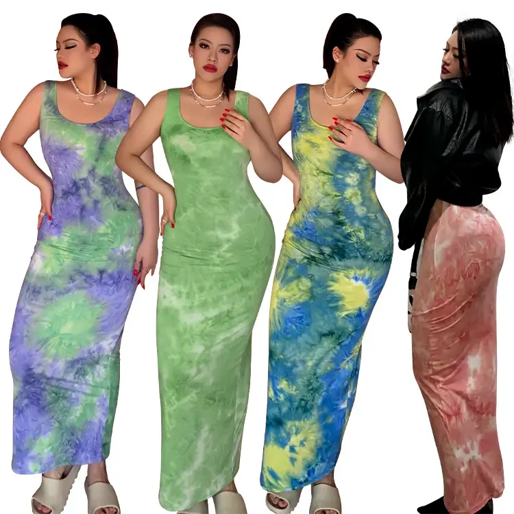 Penjualan Laris Gaun Kasual Musim Panas 2022 Gaun Bodycon Tanpa Lengan Gaun Maxi Panjang Wanita Ukuran Besar