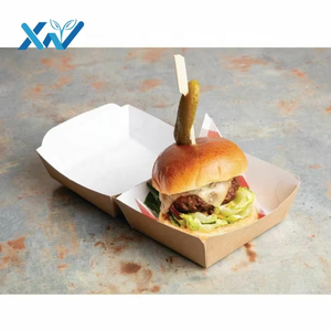Giấy trắng <span class=keywords><strong>Hamburger</strong></span> hộp dùng một lần rắn tẩy trắng Hội Đồng Quản trị Burger bao bì thân thiện với môi takeout vỏ sò - Product Image 5