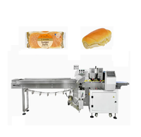 Machine d'emballage horizontale entièrement automatique professionnelle pour petits pains et hamburgers, contrôlée par PLC, haute vitesse, à économie d'énergie
