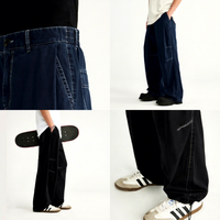 Pantalones Anchos de Algodón Lavado Estilo Urbano para Hombre, Moda Primavera/Verano 2026, Nueva Llegada, Sencillos y Versátiles