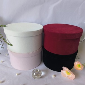 Boîte cadeau ronde en velours de style coréen, emballage de <span class=keywords><strong>bonbons</strong></span> de mariage, vintage, exquis, boîtes noires vides - Product Image 5