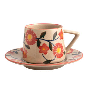 Ensemble tasse et soucoupe en céramique 330 ml avec poignée pour le thé de l'après-midi et l'utilisation au bureau - Product Image 4