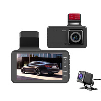 Caméra de tableau de bord noire 24H DVR de voiture 1080p OLED double objectif HD enregistrement en boucle caméra de recul enregistreur vidéo miroir