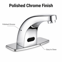 Robinet à capteur sans contact chromé, robinet automatique pour lavabo, pour toilettes publiques, restaurant, hôtel, bec courbé mains libres