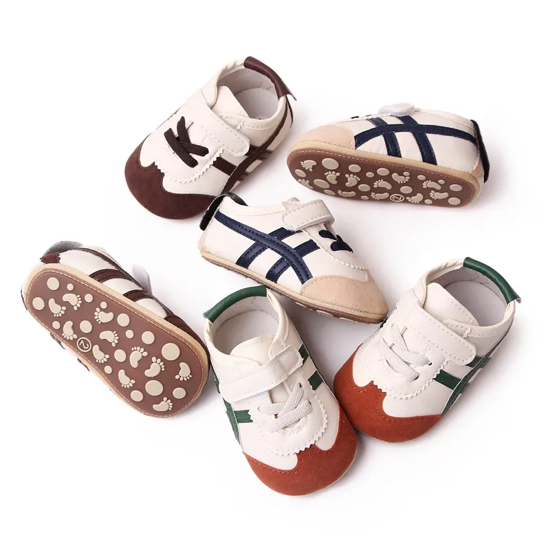 Zapatos informales de piel sintética para bebés, calzado de alta calidad con gancho y bucle, novedad, 2023
