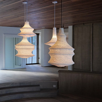 Lampu Gantung Rajut Asia Gaya Bohemian Kap Lampu Tali Katun untuk Proyek Hotel, Resor, Vila, Toko Pakaian, Dekorasi
