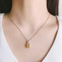 Simulation populaire jaune Zircon diamant à haute teneur en carbone petites boucles d'oreilles carrées pendentif anneau en laiton ensemble de bijoux pour les femmes pour les mariages