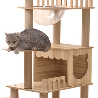 MEEW All-in-One Woll-Glas Umweltfreundlicher Langlebiger Katzenbaum Geschlossenes Katzenhaus Transparente Raumkapsel Kippsicherer Stabiler Karton
