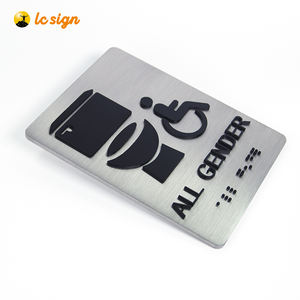 Letrero personalizado de acero inoxidable y plata cepillada, señal de barrera para el baño, señal Braille, gran oferta, 2022 - Product Image 2