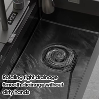 Robinet de cuisine commercial de luxe moderne multifonctionnel en acier inoxydable avec cascade, douchette extractible et bac simple pour lavage de tasses