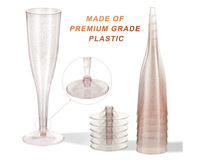 BST 6.5oz gobelet en plastique jetable rose glold violet bleu paillettes noël champagne verres à vin tasse de fête de mariage