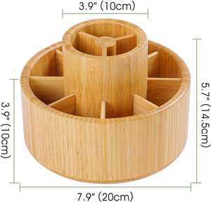 Porte-crayons rotatif en bambou carré pour fournitures artistiques, organisateur de bureau, boîte de rangement pour stylos, outils, crayons de couleur, crayons - Product Image 4