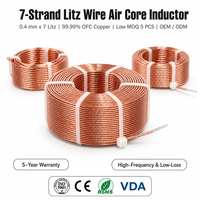 Induktor Inti Udara Kawat Litz 0.4mm X 7 Kustom, Kumparan Crossover OFC untuk Tweeter Monitor Studio dan Audio HiFi