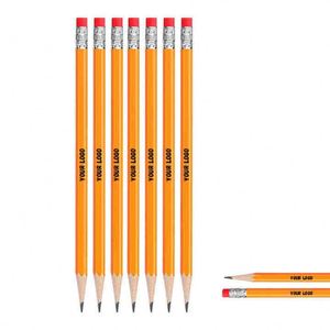 Crayon en bois HB personnalisé avec logo pour le bureau et l'école, avec gomme intégrée, vente en gros - Product Image 2