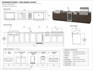Backyard Luxury Wood Grain Outdoor Kitchen Cabinet 304 Stainless Steel RTA BBQ Cooking Station Waterproof <strong>Barbecue</strong> Island - Product Image 4