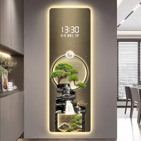 Peinture décorative moderne Art Déco en porcelaine de cristal avec motif de cerf et de pin, éclairage LED pour hall d'entrée, salon, décoration de la maison