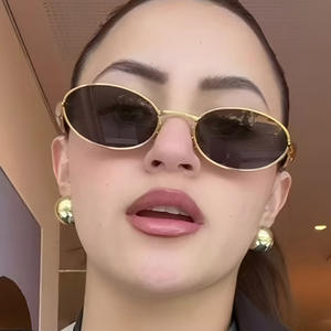 2025 במגמה מעצב סקסי קטן סגלגל נשים משקפי שמש מסגרת מתכת יוקרה משקפי שמש רטרו חום באיכות גבוהה נשים משקפיים - Product Image 4