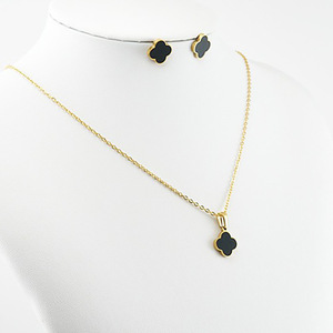 Zogxin Four Leaf Clover Jewelry Set Stainless Steel Gold Plated Necklace And Earrings For Women Gift Fashion Jewelry - Product Image 3