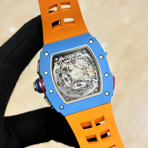 Reloj Mecánico Automático de Fibra de Carbono con Cronógrafo de Segundos Divididos Estilo RM, Color Azul y Naranja, Precio Super Mayorista - Product Image 5