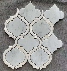 ערבסק פגז אמא של אריח פנינת לערבב פנס לבן Waterjet השיש פסיפס - Product Image 1