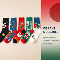 Chaussettes en coton jacquard à motifs de Noël, chaussettes mi-hautes 200N, motif Père Noël et rennes, boîte cadeau, chaussettes décontractées pour hommes, idéales pour les fêtes