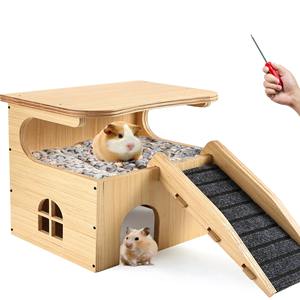 Piccolo animale letto in legno criceto casa inverno Pet mobili per gatti pollo vivere stile elegante all'aperto per soggiorno - Product Image 1