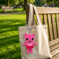 Porte-clés en peluche chat rose mignon, animal en peluche doux, breloque pour sac à dos, sac à main, clés, mini pendentif Kawaii, cadeau, poupées en peluche