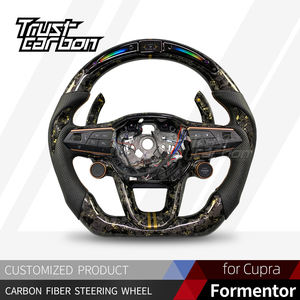 Volante Deportivo Personalizado de Fibra de Carbono Forjado en Oro con LED para <span class=keywords><strong>Seat</strong></span> <span class=keywords><strong>Cupra</strong></span> Tavascan Terramar Formentor VZ <span class=keywords><strong>Leon</strong></span> Ibiza Ateca Arona - Product Image 2