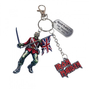 Portachiavi in Metallo <span class=keywords><strong>Iron</strong></span> Maiden <span class=keywords><strong>The</strong></span> Trooper 1983-2026 con Pendente Teschio e Bandiera Union Jack - Product Image 1
