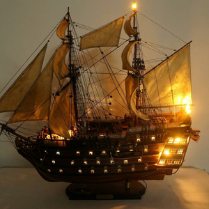 GIA NHIEN CO. LTD Vietnam HMS VICTORY WITH <b>LIGHTS</b> Handmade Wooden Model Ship with LED <b>Lights</b> Maritime Decoration TS0001WL-80 - Product Image 1