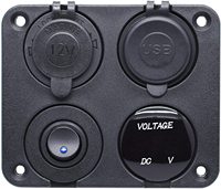 Panneau de prise de charge 4 en 1 12V 4.2A Prise de charge double USB Prise de courant avec voltmètre et interrupteur à bascule pour voiture marine