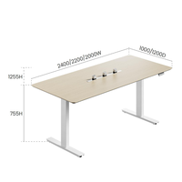 Table de conférence électrique réglable en hauteur avec prises modulaires intégrées, disponible en plusieurs couleurs, idéale pour les salles de réunion
