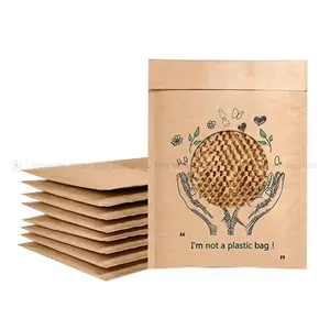 Busta espressa in carta Kraft imbottita a nido d'ape compostabile buste postali antiurto biodegradabili sacchetti postali di spedizione