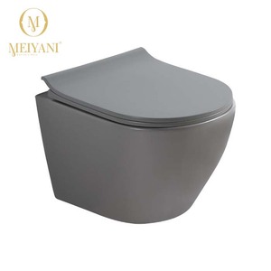 MEIYANI Rimless Flushing Bathroom <strong>Toilet</strong> One-time Glaze One-time Firing Matte <strong>Blue</strong> Color Wall-hung <strong>Toilet</strong> - Product Image 4