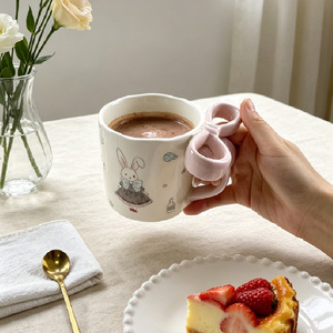 Lelyi Creative Handmade Insulated Ceramic <strong>Mug</strong> Heart 3D Bow Design Cute Cartoon Breakfast Coffee Cup Dishwasher Microwave Safe - Product Image 5