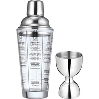 Juego de Jigger de Acero Inoxidable de Doble Extremo con Vaso Medidor de Recetas y Taza Medidora de Onzas para Coctelería, Bar en Casa