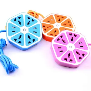 Lemon Fruit Shape Hexagon Bảng Điện Điện Ổ Cắm Cáp Mở Rộng USB Phổ Quát