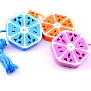 Lemon Fruit Shape Hexagon Electric Power Board Universal USB Extension Cable Socket