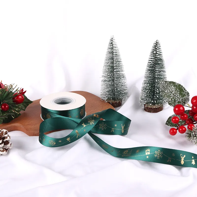 Fita Natal Fita Bolo Buquê Caixa presente Embalagem seda vermelho verde embalagem cetim fita para decorações de Natal