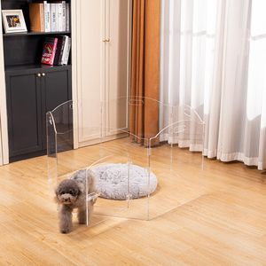 Bağlantısız 2-in-1 akrilik köpek kapıları katlanabilir 6 Panel akrilik kapalı çit yavru küçük orta köpekler için - Product Image 2
