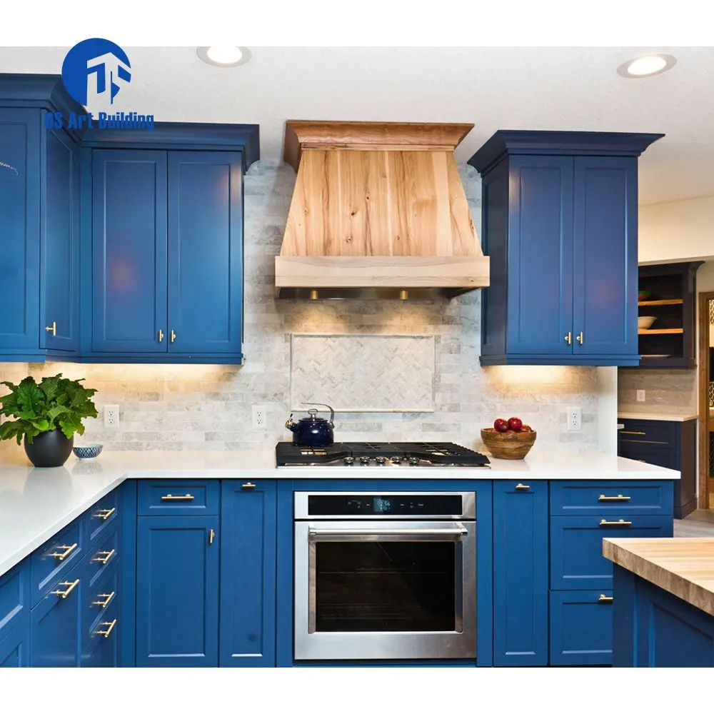DS צפון אמריקאי כחול שייקר סגנון מוצק עץ מטבח ארון דלת